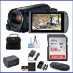 Canon VIXIA HF R800 Full HD Camcorder Bundle, Includes: 128GB SDXC Memory Card, Card Reader, Spare Battery and More.