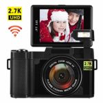 Digital Camera with WiFi 24.0 MP Vlogging Camera 2.7K Ultra HD 3.0 Inch Camera with Flip Screen Retractable Flashlight (D1)