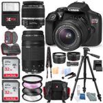 Canon EOS Rebel T6 DSLR Camera W/EF-S 18-55mm f/3.5-5.6 is II Lens – 75-300mm Lens, 2X 32GB Along with Deluxe Accessories Bundle