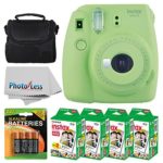 Fujifilm instax mini 9 Instant Film Camera (Lime Green) + Fujifilm Instax Mini Twin Pack Instant Film (80 Shots) + Camera Case + AA Batteries + Accessory Bundle