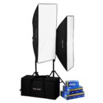 Fotodiox Pro CFL50120 Compact Studio Continous Fluorescent Softbox Lighting Kit for Film, Video and Photography; 2 Light (8 Bulb) 20in x 48in Light Kit – Includes 2x (4 Bulb) Lights, 2x Stands, 2x 50cm x 120cm Softboxes, 8x 30w CFL Bulbs & Carrying Case