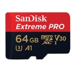 SanDisk Extreme PRO microSDXC Memory Card Plus SD Adapter up to 100 MB/s, Class 10, U3, V30, A1 – 64 GB