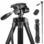 Victiv Camera Tripod Aluminum Monopod T72 Max. Height 72-inch – Lightweight and Compact for Travel with 3-way Swivel Head and 2 Quick Release Plates for Canon Nikon DSLR Video Shooting – Black
