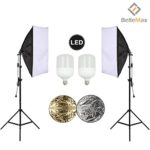 Belle Max (2)20″x28″Photography Softbox Lighting Kit Photo Studio Equipment?Including (2) 28W LED Bulbs,(1)24″ 2-in-1Reflector, Ideal for any vlog, portrait, costume and object photography