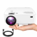 DBPOWER Mini Projector, 176″ Display 1080P Full HD LED Movie Projector, 50,000 Hours Lamp Life Home Theater Video Projector with HDMI Cable, Compatible with USB SD VGA AV TV Laptop Game (White)