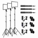 LED Video Light & Stand Lighting Kit – 15.4″ Bi-Color 3200k-5600k, 45W Dimmable LED Panel, 6.25 footeet Adjustable Light Stand for Cameras and Camcorders Studio Shooting Photography Lamps (3-Pack)