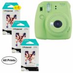 Fujifilm Instax Mini 9 Instant Camera (Lime Green), 3x Twin Pack Instant Film (60 Sheets) Bundle