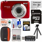 Polaroid i20X29 Digital Camera (Red) with 32GB Card + Case + Flex Tripod + Reader + Kit