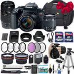 Canon EOS Rebel T7i 24.2 MP DSLR Camera with Canon EF-S 18-55mm f/4-5.6 is STM Lens + Tamron 70-300mm f/4-5.6 Di LD Lens + 2 Memory Cards + 2 Aux Lenses + 50″ Tripod + Accessories Bundle (24 Items)