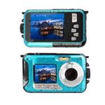 Waterproof Digital Camera Underwater Camera 24 MP Video Recorder Full HD 1080P Selfie Dual Screen Waterproof Camera DV Recording Point and Shoot Digital Camera