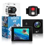 4K Sports Action Camera Ultra HD 30M Waterproof WiFi 16Mp DV Camcorder 170 Degree Wide 2 Inch LCD Screen/Remote Control/4K/HD 19 Mounting (Black) (SZ)