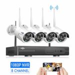 Security Camera System Wireless,HD Video Security System[8CH Expandable System] 4Pcs 960P 1.3MP IP Security Camera Wireless Indoor/Outdoor IR Bullet IP Cameras WiFi,P2P, NO Hard Drive,HisEEu IP Pro