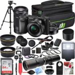 Sony Alpha a6000 Mirrorless Digital Camera with 16-50mm & 55-210mm Lens (Black) ILCE-6000Y/B with 500mm Preset f/8 Telephoto Lens + 0.43x Wide Angle, 2.2X Pro Bundle