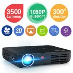 WOWOTO H8 3500 Lumens Mini Projector LED DLP 1280×800 Real Mini Home Theater Projector WXGA Support 3D 1080P HD Perfect for Entertainment Business Wireless Screen Share Android HDMI USBx2 RJ45 176“±
