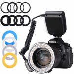Ring Flash,Emiral 48 Macro LED Ring Flash Bundle with LCD Display Power Control, Adapter Rings and Flash Diffusers for Camera and Other DSLR Cameras