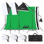 Andoer Photography Softbox Backdrop Lighting Kit, Photo Video Studio Stand Kit with 3 color 6.6 x 9.8ft Backdrop(Black/White/Green) for Studio Photography and Video Lighting+ Carrying Bag