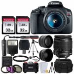 Canon EOS Rebel T7 DSLR Camera + EF-S 18-55mm f 3.5-5.6 is II Lens + 58mm 2X Professional Telephoto & 58mm Wide Angle Lens + 64GB Memory Card + DC59 Case + 60″ Tripod + Slave Flash + UV Filters