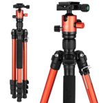 MACTREM Tripod DSLR SLR Tripod, 62.5″ Light-Weight Aluminum Alloy Camera Tripod Phone Tripod with Phone Holder, 360 Degree Ball Head, Detachable Monopod, 33lbs Load with Carry Bag, Orange