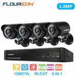 floureon 8 CH House Camera System DVR 1080N AHD + 4 Outdoor/Indoor Bullet Home Security Cameras 1500TVL 720P 1.0MP AHD Resolution Night Version for House/Apartment/Office