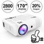 DR. J Professional 2800 Brightness Home Theater Mini Projector Max. 170″ Display, Full HD LED Projector 1080P/HDMI/VGA/USB/TF/AV/Sound Bar/ Video Games/TV 1080P Support (White)