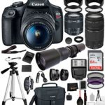 Canon EOS Rebel T7 Digital SLR Camera with EF-S 18-55mm is ii, Canon EF 75-300mm Telephoto Lens (Black) 22PC Professional Bundle package deal – ULTIMAXX 500mm PRESET Lens – SanDisk 64gb SD card + More