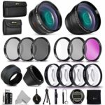 58MM Professional Lens & Filters Accessory Bundle Kit for Canon EOS Rebel T7i T7 T6i T6S T6 T5i T5 T3i SL2 SL1 EOS 80D 77D 70D 9000D 800D 760D 750D 5D Mark II III 6D 7D DSLR Cameras, 22 Accessories