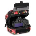 USA GEAR Quick Access DSLR Hard Shell Camera Case (Floral) with Molded EVA Protection, Padded Interior, Holster Belt Loop and Rubber Coated Handle – Compatible W/Nikon, Canon, Pentax, Olympus & More