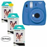 Fujifilm Instax Mini 9 Instant Camera (Cobalt Blue), 3X Twin Pack Instant Film (60 Sheets) Bundle