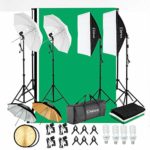 Kshioe 800W 5500K Umbrellas Softbox Continuous Lighting Kit with Backdrop Support System for Photo Studio Product, Portrait and Video Shoot Photography