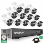 ?More Stable?16 Channel Video Surveillance System SMONET 5-in-1 DVR Security Camera System(2TB Hard Drive), 12pcs 1080P High Definition Outdoor Security Cameras,DVR Kits with Night Vision,Remote View