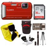 Panasonic Lumix DMC-TS30 Digital Camera (Red) with 16GB Accessory Bundle