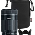 Canon EF-S 55-250mm F4-5.6 is Mark II Lens for Canon SLR Cameras + 58mm Polaroid Tulip Lens Hood + Ritz Gear Large Neoprene Protective Lens Pouch Bundle