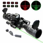 UUQ 4-16×50 Tactical Rifle Scope Red/Green Illuminated Range Finder Reticle W/RED(Green) Laser and Holographic Reflex Dot Sight (12 Month Warranty) 4-16X50 W/Green Laser & Flash Light