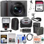 Panasonic Lumix DC-ZS200 4K Wi-Fi Digital Camera (Silver) with 64GB Card + Battery & Charger + 2 Cases + Flash + Tripod + Kit