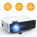 Projector APEMAN Mini Portable Video Projector 3500 Lumen LED with Dual Built-in Speakers 45000 Hours Support HD 1080P HDMI/VGA/Micro SD/AV/USB, Laptop/TV Box/Phone/PS4 for Home Theater Entertainment