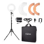 Kshioe 14” Outer 12” Inner Dimmable Led Ring Light, Continuous Lighting Kit Photography Photo Studio Light for Makeup, Camera Smartphone YouTube Video Shooting (12” Basic Light (with Stand))