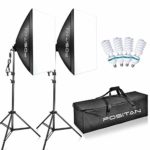 FOSITAN 50X70cm/20 X28 Softbox Studio Lights 1600W 5500K Continuous Lighting Kit with 4X E27 CFL Bulbs and 2M Light Stand for Photo Shooting Video Portrait