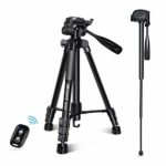 UBeesize 60-inch Camera Tripod, MT60 Aluminum Monopod Tripod Combo, Lightweight Professional Travel Video Camera Stand with Carry Bag for DSLR, SLR, Cell Phone