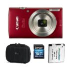 Canon PowerShot ELPH 180 Point Shoot Digital Camera, 20.MP, 8X Optical Zoom Lens, and AccessoryBundle (Red)
