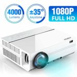 Projector, ABOX A6 Portable Home Theater 1080p Video Projector, Up to 200″ Image Display, Built-in HiFi Sound, 50,000 Hour Lamp Life, Supports HDMI, USB, SD Card, VGA, AV