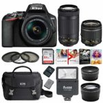 Nikon D3500 DSLR Camera with AF-P 18-55mm and 70-300mm Zoom Lenses + 64GB Card + Accessory Bundle