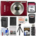 Canon PowerShot Elph 180 Digital Camera (Red) with 32GB Card + Battery & Charger + Case + Flex Tripod + Reader + Kit