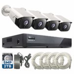 ?Audio? ONWOTE 5MP 8CH PoE Security Camera System, 8 Channel 5MP HD H.265 Onvif NVR 2TB HDD, 4 Outdoor 5MP 2592x1944P HD IP Cameras, 100ft IR, Add 4 More Cameras, Remote Home Monitoring System