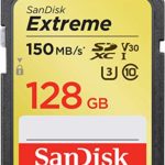 SanDisk 128GB Extreme SDXC UHS-I Card – C10, U3, V30, 4K UHD, SD Card – SDSDXV5-128G-GNCIN