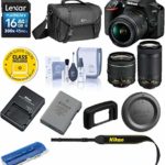 Nikon D3500 24MP DSLR Camera with AF-P DX NIKKOR 18-55mm f/3.5-5.6G VR Lens and AF-P DX NIKKOR 70-300mm f/4.5-6.3G ED Lens – Bundle with Camera Case, 16GB SDHC Card, Cleaning Kit, Card Reader
