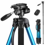 Victiv 72-inch Camera Tripod Aluminum T72 Max Height 182cm- Lightweight Tripod & Monopod Compact for Travel with 3-way Swivel Head and 2 Quick Release Plates for Canon Nikon DSLR Video Shooting – Blue
