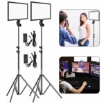 Bi-Color LED Video Light Stand Lighting Kit 2 Pack 15.4” Large Panel 3000K-5800K 45W 4800LM Dimmable 1-100% Brightness Soft Light for YouTube Game Video Shooting Live Stream Photography Lighting