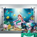 VVM 7x5ft Mermaid Backdrop Underwater World Photography Background for Baby Shower Pictures Children’s Theme Birthday Party Decoration Props LXVV836