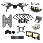 DJI Spark Accessories 8 Pack Bundle Combo: Propeller Guard with Landing Gear, Gimbal Camera Guard, Lens Hood, Finger Guard Board, Joystick Protector, Signal Range Extender, Motor Cap, Propeller Clip