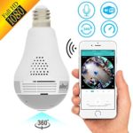 Light Bulb Security Camera 1080p Wireless Smart spy Camera WiFi Home Security Surveillance Baby Camera Panoramic Camera 1080 IP 360 fisheye for Kids pet Dog cat